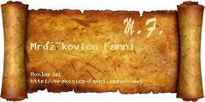 Mrákovics Fanni névjegykártya